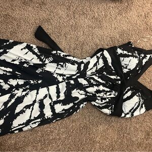 Elegant One Shoulder Black and White Dress